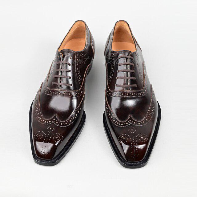 Men's Leather Shoes Oxford Shoes Bullock Carving Imitation Leather Leather Handmad