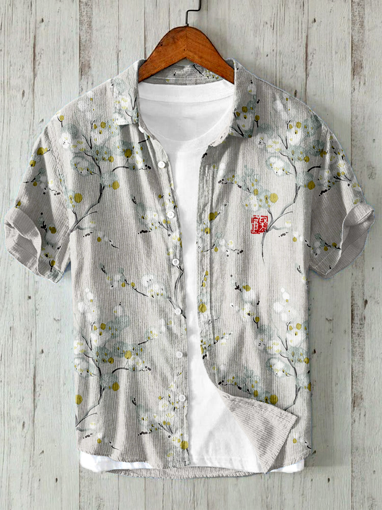 Japanese Blossoms Art Linen Blend Cozy Shirt  artssus
