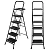 [US Local Warehouse] 5 Step Ladder w/ Wide Anti-Slip Pedal Support 330lbs Folding Step Stool for Home
