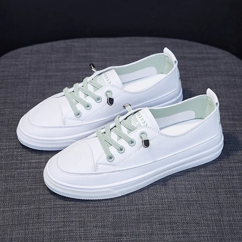 Comemore 2022 New demi-season slip-on Leather Loafers White Autumn Sneakers For Women spring Casual Fashion Ladies Flats Shoes