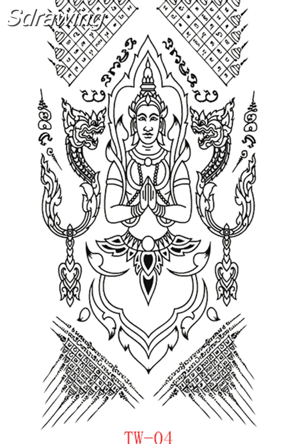 Sdrawing Tattoo Stickers Tiger Thailand Style Men and Women Back Hand and Leg Fake Tattoo