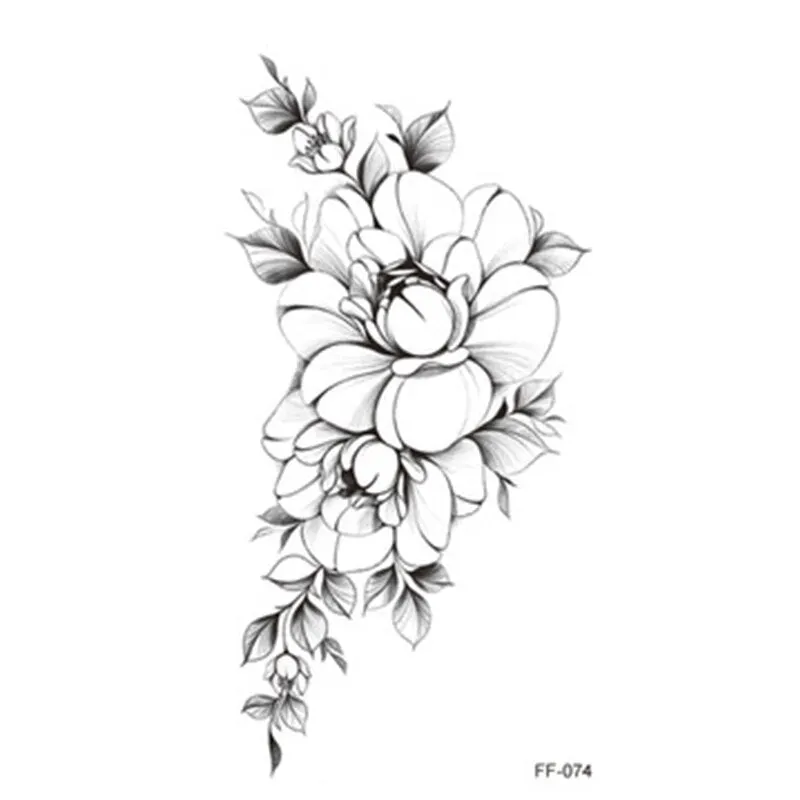 1 Pcs Women Body Chest Art Temporary Tattoo Sticker Big Large Fake Tattoo Sticker Purple Rose Flower Girl Waist Bracelet Tattoos