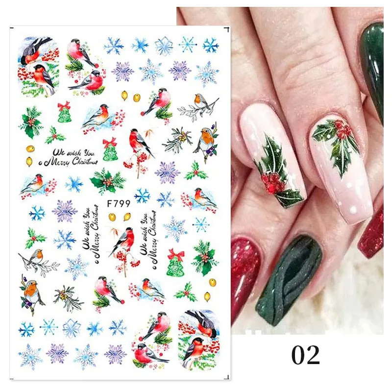 Sliver Bronzing 3D Christmas Nail Art Decoration Sticker Sparkly White Colorful Glitter Geometry Snowflake Winter Slider Foil