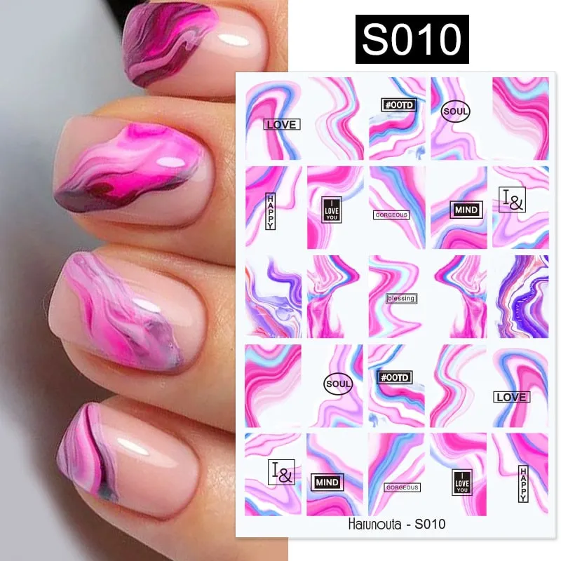 Geometric Lines Flowers Leaves 3D Nail Sticker Figure Woman Face Pattern Special Self Adhesive Nail Art Decals Manicures Sliders-Nail Inspo