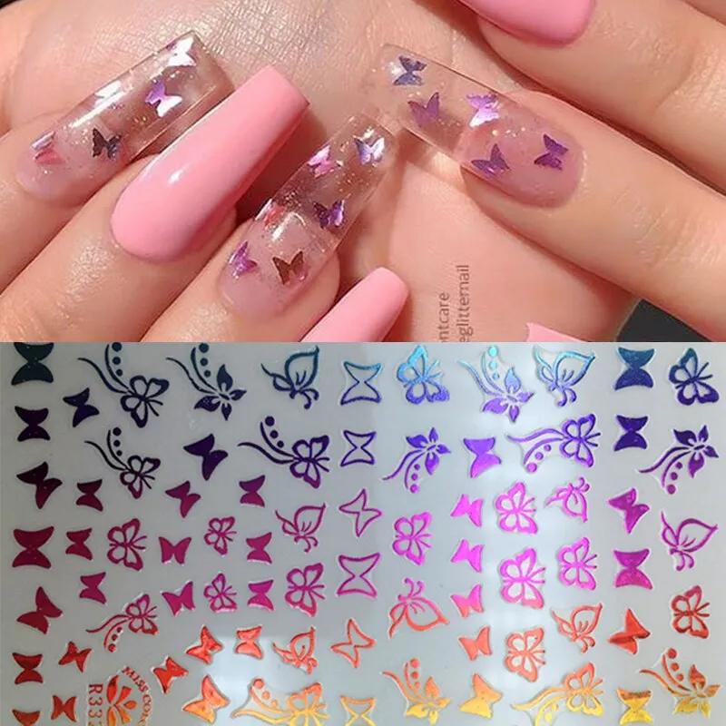 2021 Hot 3D Nail Art Stickers Butterfly Pattern Transfer Sticker Decals Self Adhensive Slider Decoration Nail DIY Design