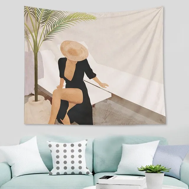 Abstract  nordic Geometric Tapestry Tropic Modern Art Brown Wall Hanging ins Tapestry Decorative Tapestry For Home Decoration