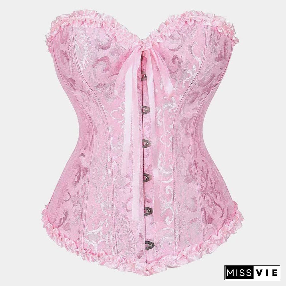 Button Front Bow-knot Sexy Corset Tops
