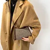 Fashion Plaid Pattern Crossbody Purse Women Woolen Shoulder Bag (Coffee)