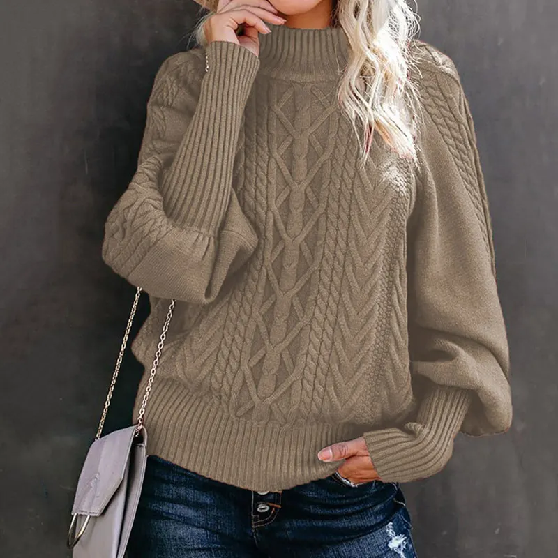 Retro Twist Loose Long Sleeve Knitted Solid Color Sweater