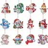 (US Local)12Pcs Christmas Diamond Painting Keychain Rhinestone Painting Keychain Pendant