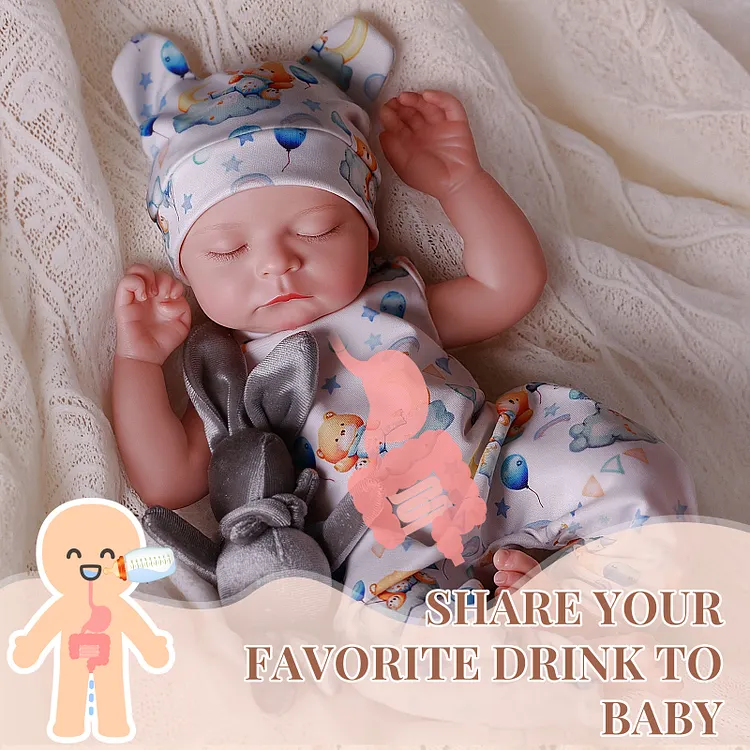 [Drink and Wet System]Babeside Noah 16" Realistic Silicone Sleeping Baby Little Infant Boy Companion Of Warm Support