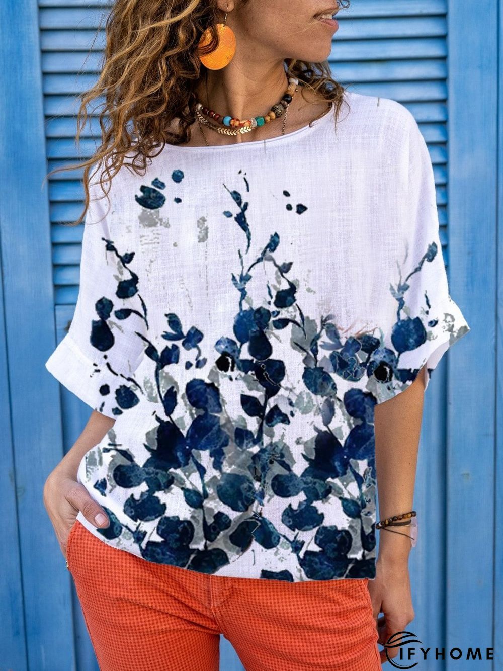 Short Sleeve Floral Shift Top | IFYHOME