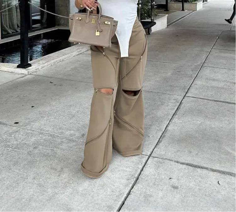 Zipper Adjust Gothic Loose Joggers Pant