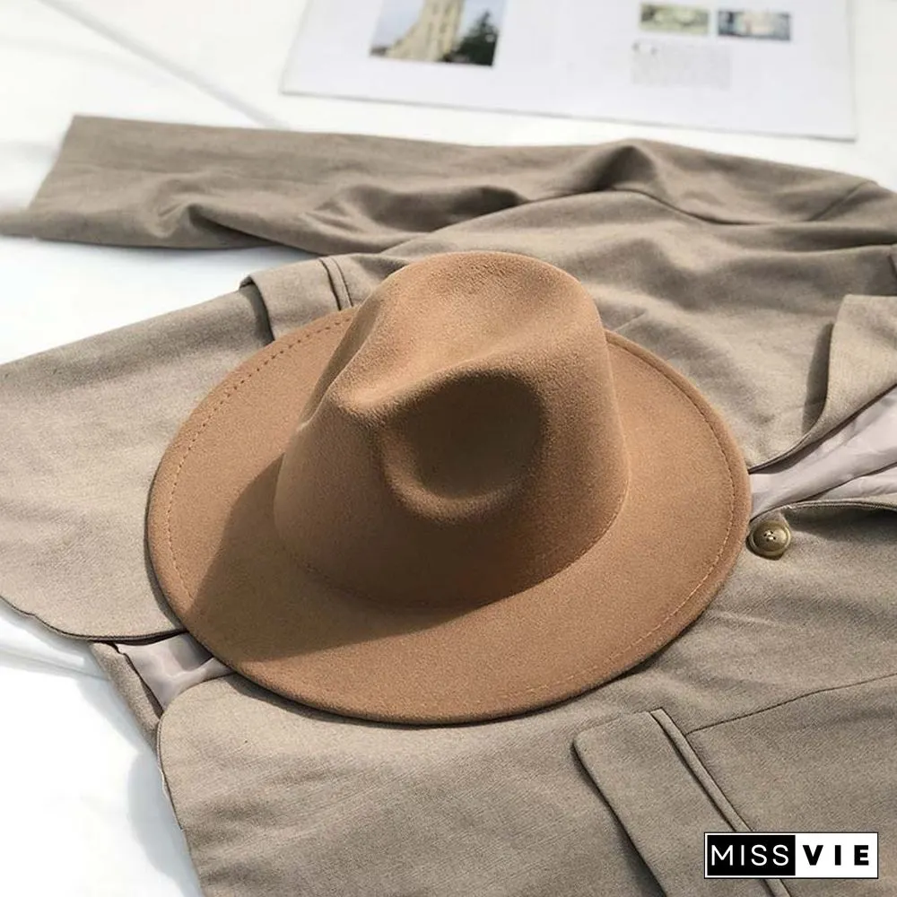Vintage Pure Color Fedora Hat