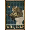 Cat Going To Toilet - 11CT Stamped Cross Stitch - 35*50cm