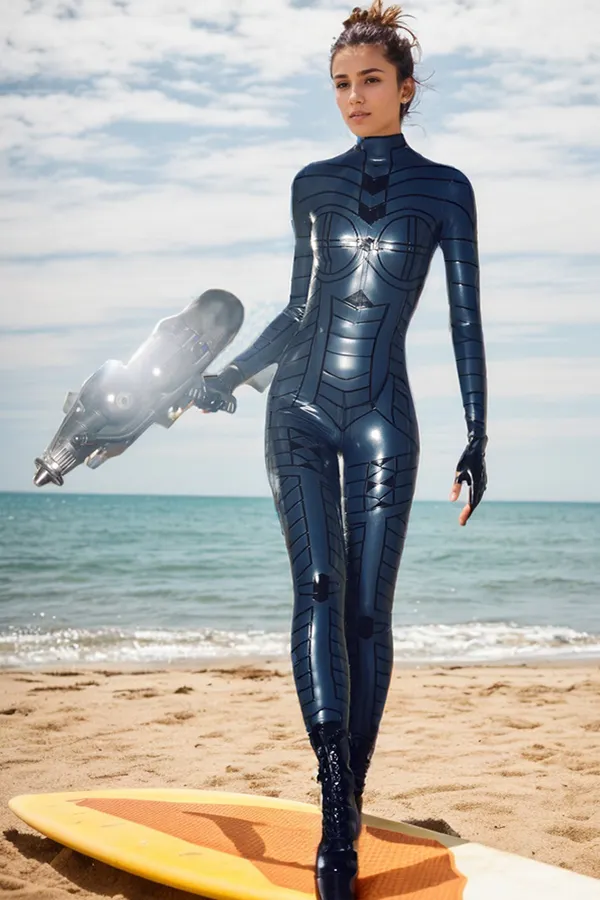 Women Latex Catsuits "Space Girl" Blue Cosplay 