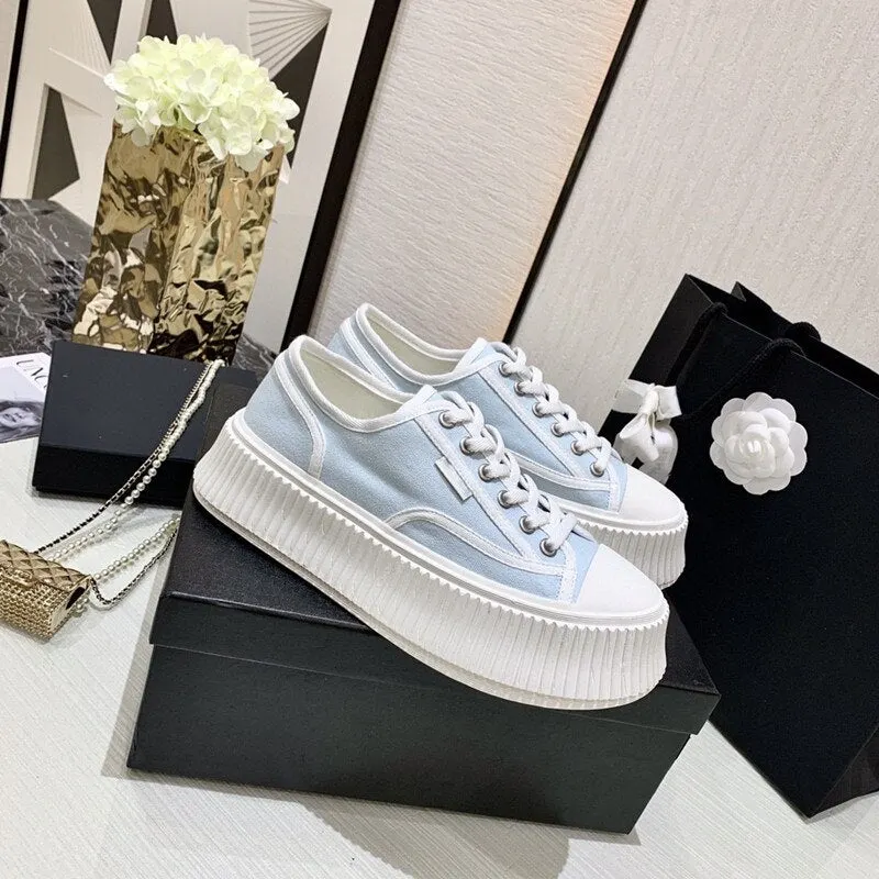 Little White Shoes Female Lace-Up Platform Cake Thick-Soled Casual Biscuit Shoes Female 2021 Spring And Autumn New Inner Increas