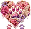 Heart Paw DIY Special Shape Double sided Print Clear Diamond Art Kit Wooden Framed Diamond Painting Kit(22x22cm)