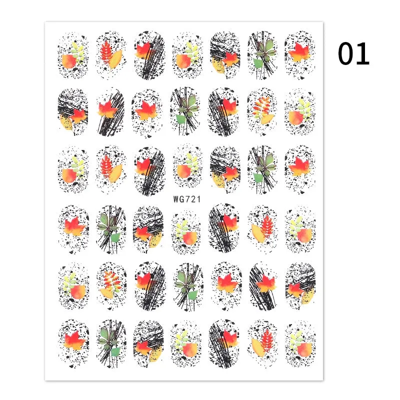 Geometric Lines Flowers Leaves 3D Nail Sticker Figure Woman Face Pattern Special Self Adhesive Nail Art Decals Manicures Sliders-Nail Inspo