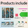 (US Local)3Pcs Special Shape Peacock Diamond Painting Art Bookmark with Pendant for Books