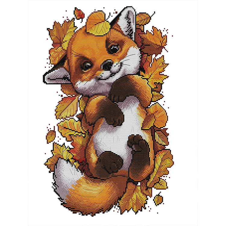 Joy Sunday-Little Fox In Autumn (38*47CM) 14CT Stamped Cross Stitch gbfke