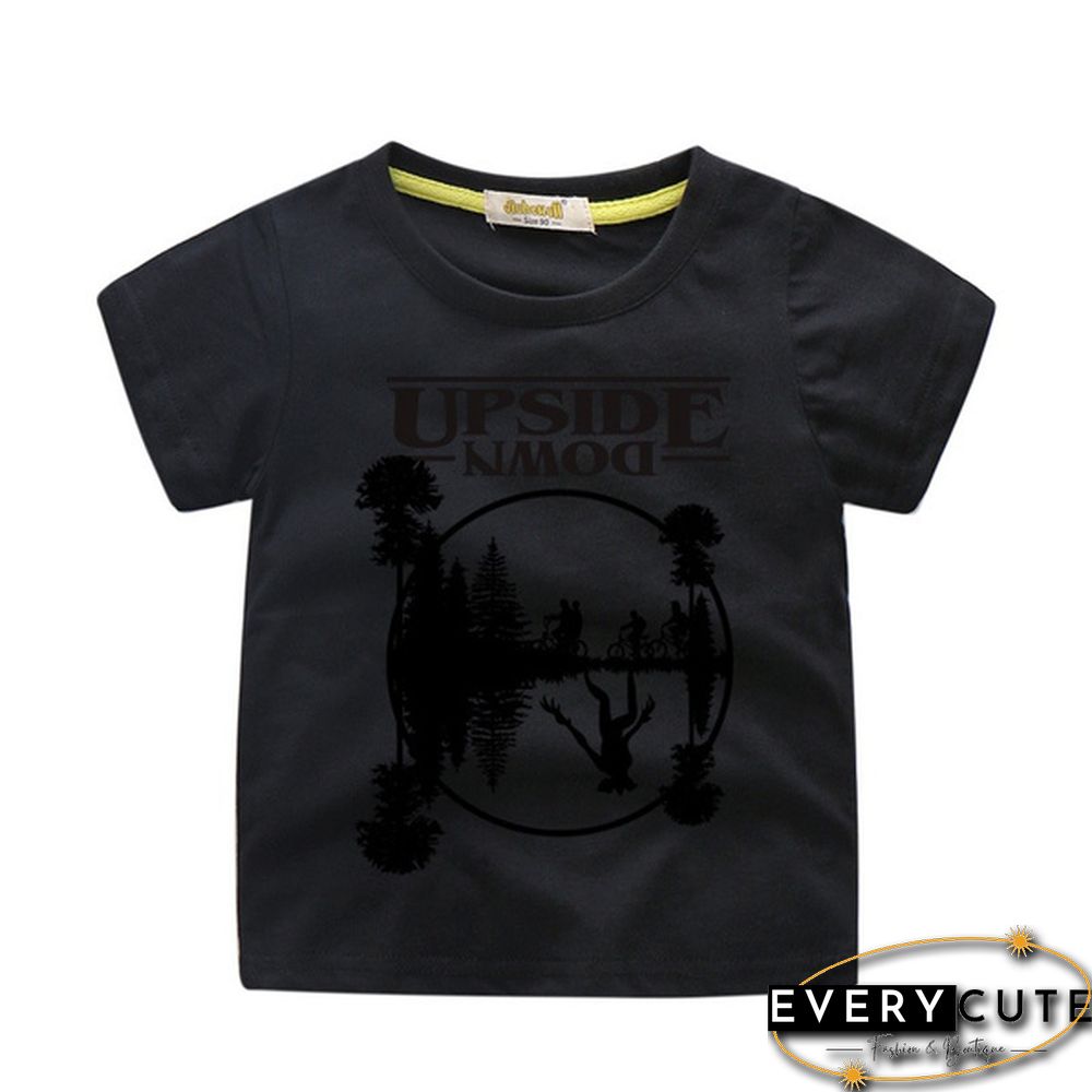 New Fashion Child Round Neck Printed Short-Sleeved Stranger Things Upside Down Graphic T-Shirt