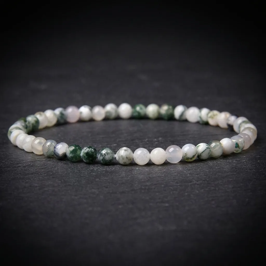 JiStones Aura Minimalist 4mm Natural Stone Energy Bracelet 4mm tree grain agate-19cm