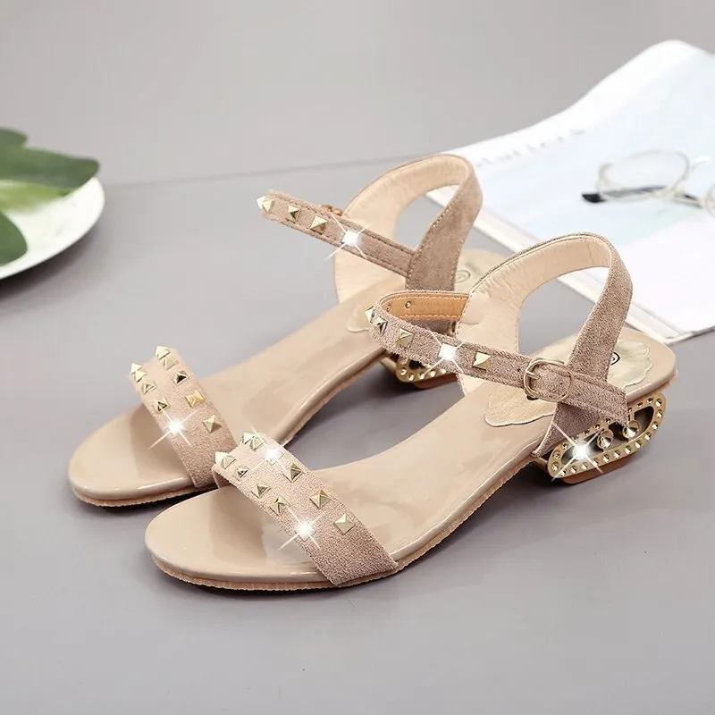 Plus Size 42 43 Women Sandals 2021 New 3cm Med Heels Fashion Shoes Women Summer Lady Sexy Comfortable Open Toe Casual Sandals