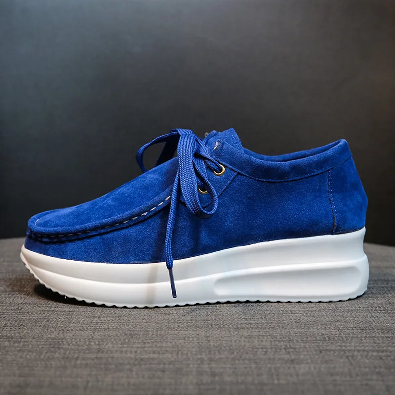 Qengg Qengg With Round Head Casual Sports Shoes Female Womens Sneakers, Suede Thick Bottom Sneakers Female