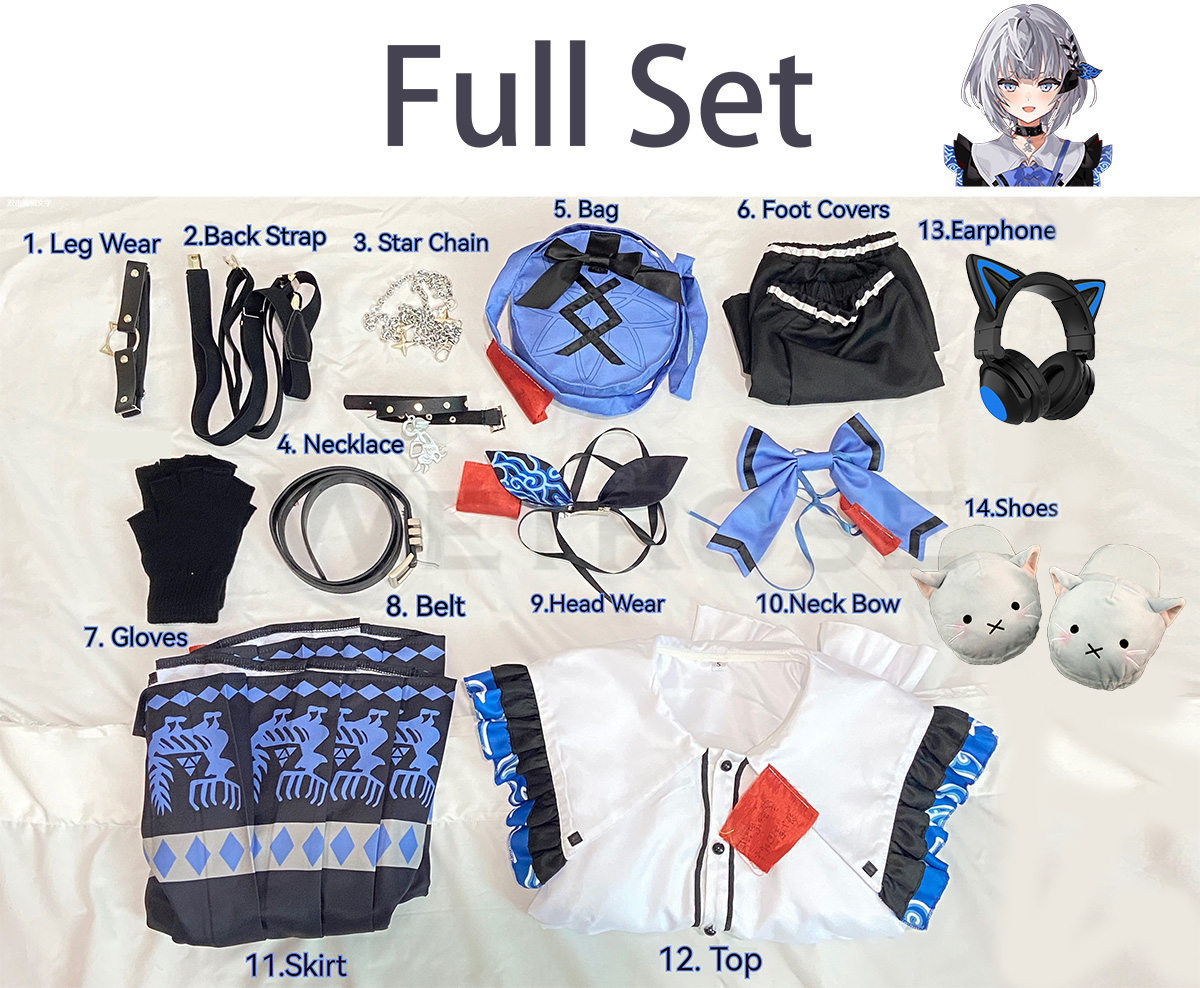 [Wetrose] In Stock Vestia Zeta Hololive ID Vtuber Cosplay Costume New Outfit Jirai Kei Mine Style JK Cat Ears Game Girl Wig Full Set