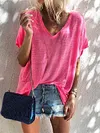 Loose Solid Color Short Sleeves T-Shirts Tops