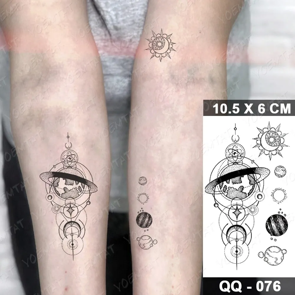 Waterproof Temporary Tattoo Sticker Moon Star Universe Cloud Flash Tatoo Cute Lines Hand Wrist Fake Tatto For Body Art Women Men