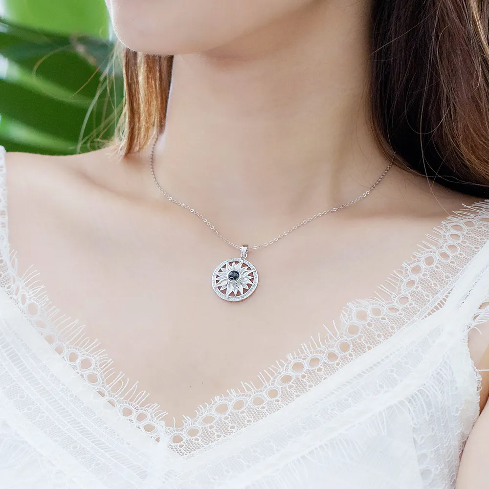 Personalized Sunflower Projection Necklace
