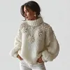 Women's Christmas Pattern 3D Decoration Round Neck Loose Sweatshirt