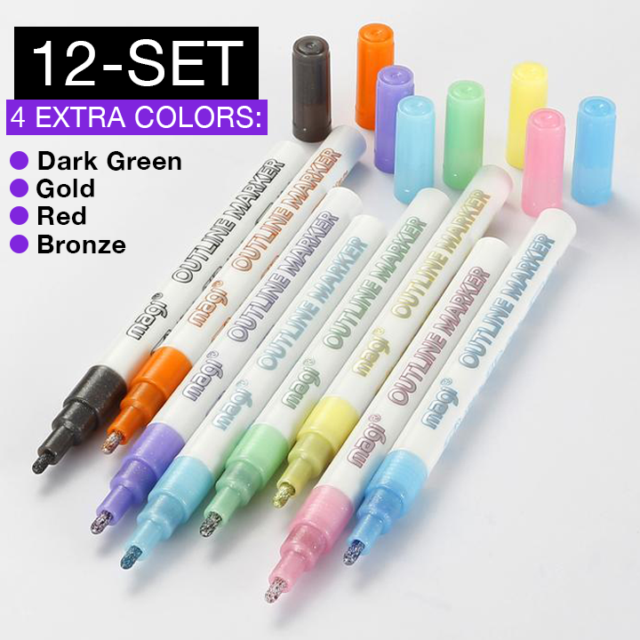 SuperSquiggles Outline Marker Set (8/12 Pens Per Set)