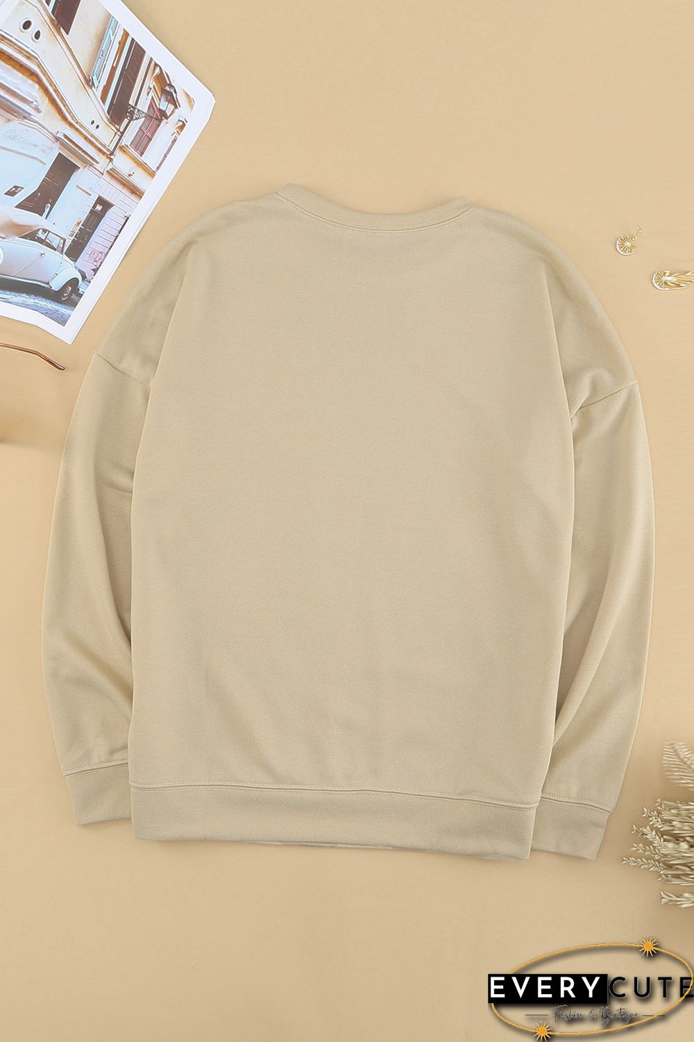 Halloween Skeleton Letter Print Crew Neck Pullover Sweatshirt