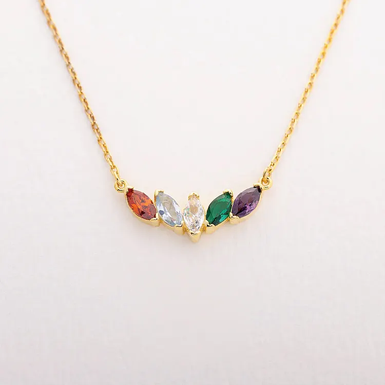 For Mom - Families Keepsakes Customized 1-8 Teardrop Birthstones Necklace