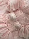 Light Pale Baby Pink Ball Gown Whimsical Lolita Prom Dress Short Puff Sleeve Sweetheart Bodice Love Heart Print Cottagecore Fairy Kawaii