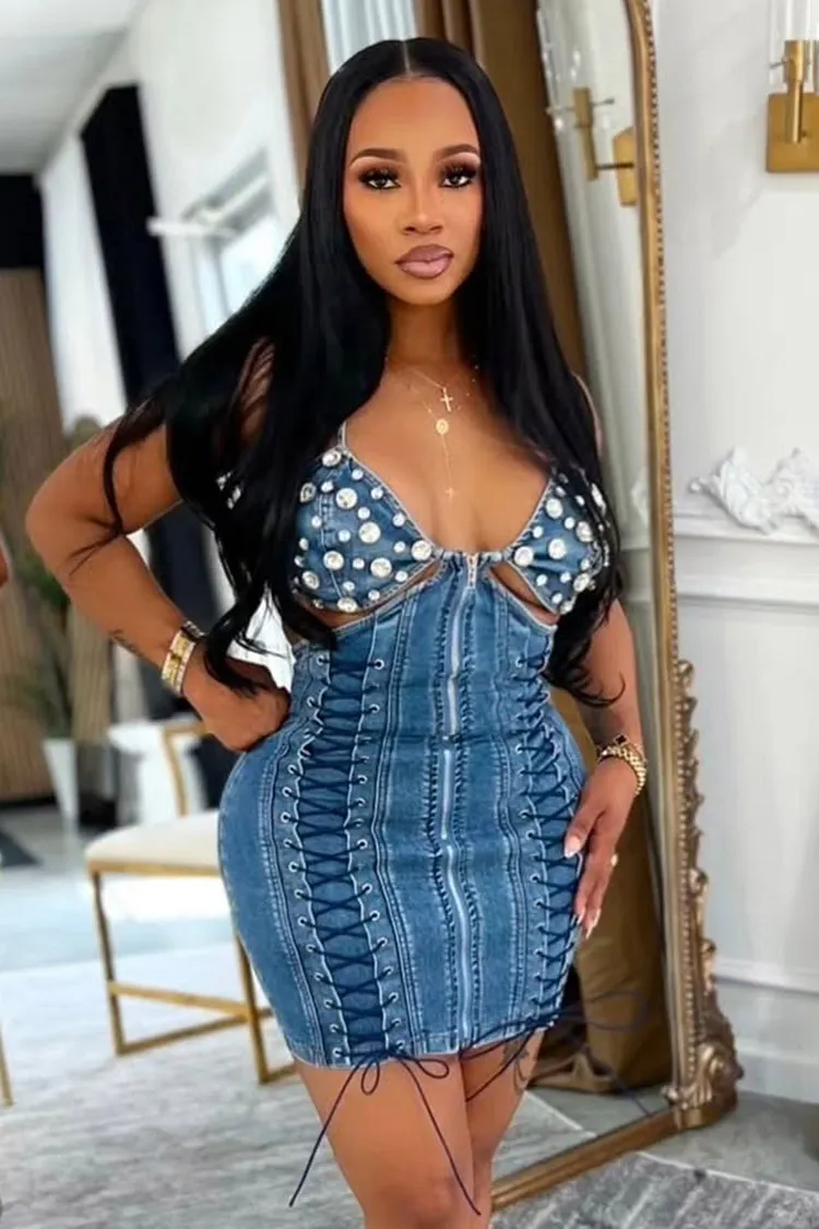 sachin and babi light blue dress Miss Circle Women's Zafrina Light Cyan Halter Off-shoulder Backless Mini  Dress main image 1