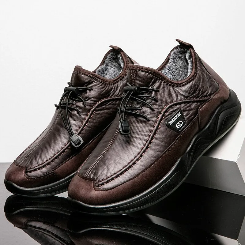 Autumn Winter Men's Quality Leather Shoes Kitchen Shoes Casual Breathable Male Footwear Outdoor Non-slip Waterproof Sneakers
