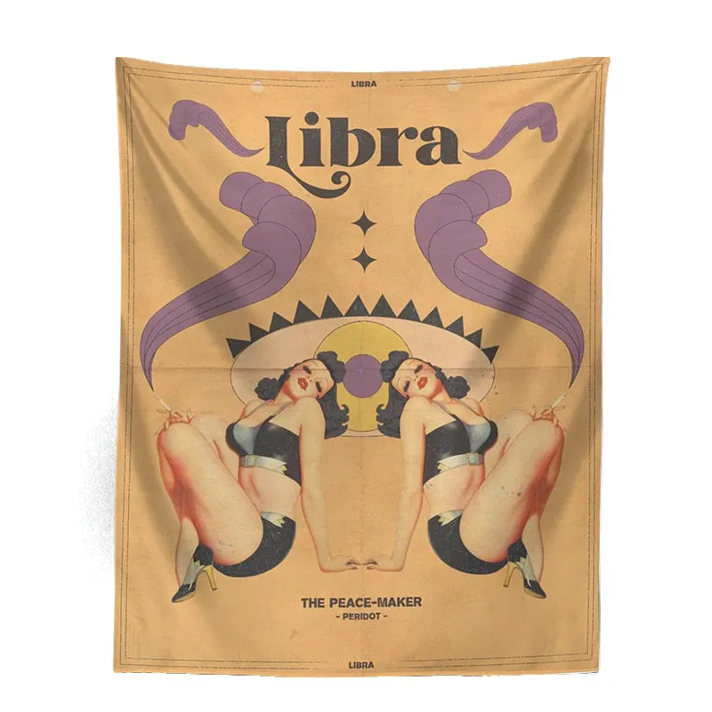 12Constellation Tarot Tapestry retro modern woman Tarot Wall Hanging sexy woman Room Decor Bedspread Cover Sun starry Wall Decor