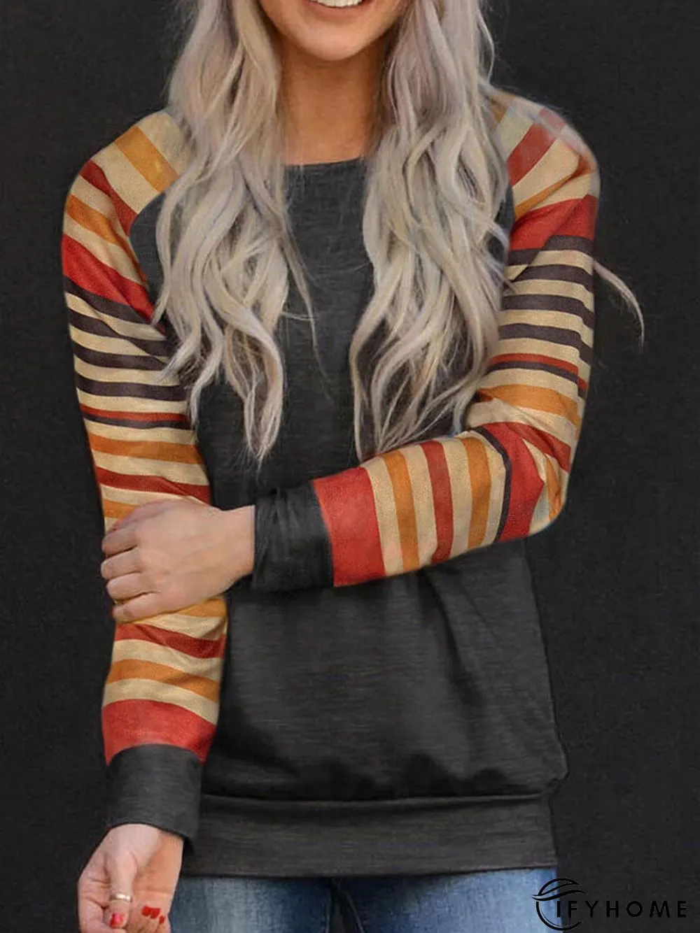 Casual Cotton-Blend Fit Crew Neck Tunic Sweatshirt | IFYHOME