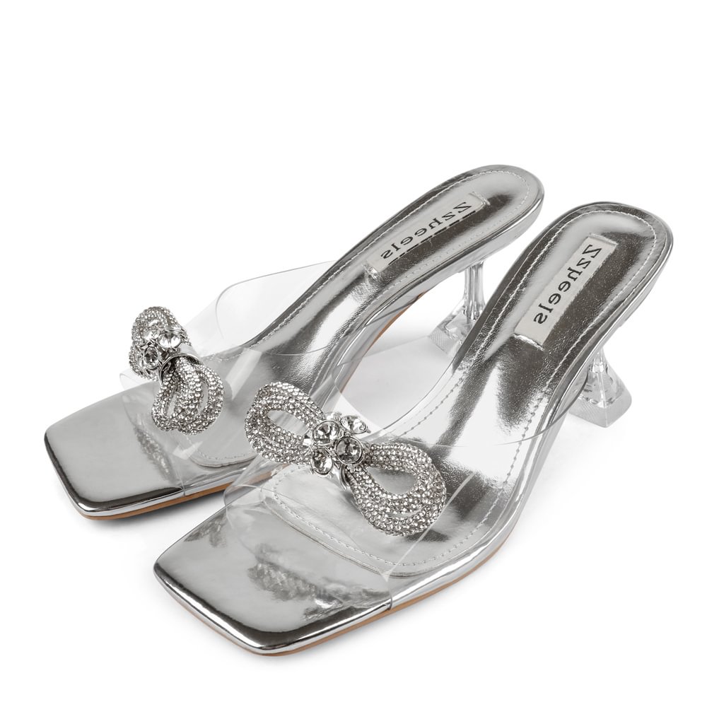 7cm/2.76''  Crystallized Low Heeled Sandals Women's Slippers