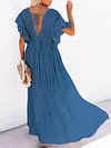 Short Sleeveless V-Back Drawstring Cover-Up Swimwear
