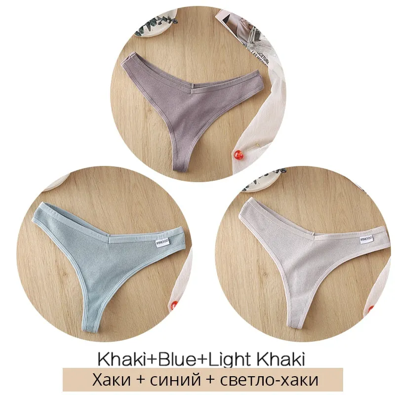 FINETOO 3Pcs/set Cotton Thongs Women Fruit Embroidery G-string Panties M-XL Low Waist T-back Underpants Ladies Underwear Panty