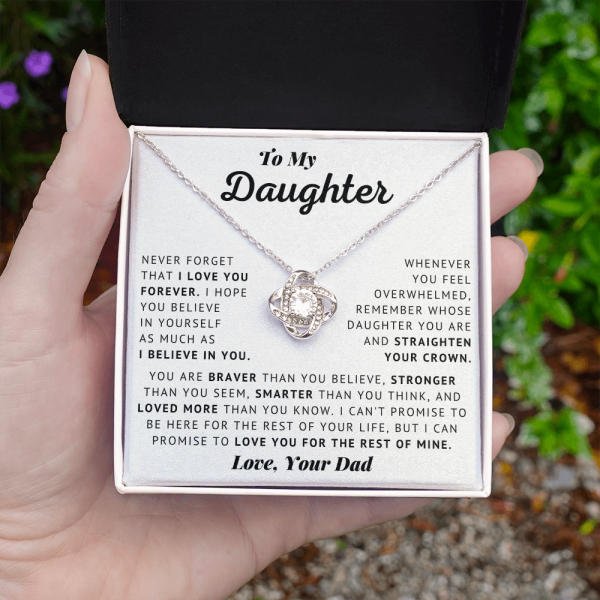 My Daughter &ndash; Believe In Yourself &ndash; Love Knot Necklace