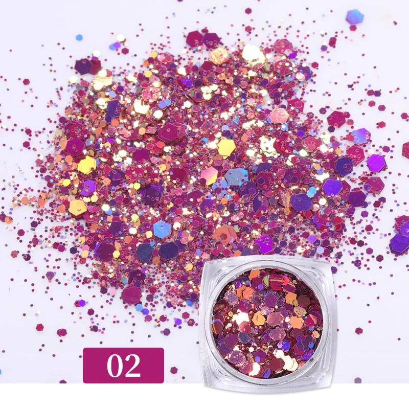 Iridescent 3D Ultrathin Sequins Nail Glitter Flakes Slices Purple White Sparkly DIY Tips Dazzling Paillette Nail Art Decorations