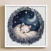 White Cat On The Moon - 11CT Stamped Cross Stitch - 50*50cm