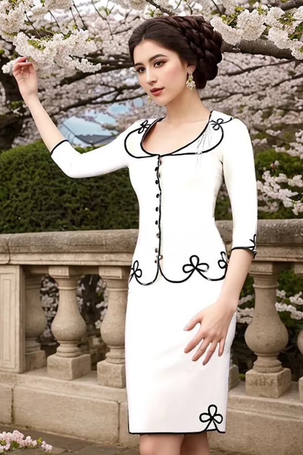 Women Latex Dress Long Sleeved V Neck Floral