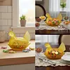 Vintage-Style Glass Hen on Nest Dish with Lid Tabletop Dessert Plate Snack Bowl
